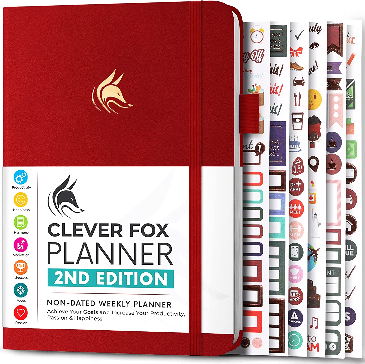 230816082946932_1 Clever Fox Planner 2nd Edition – Colorful Weekly & Monthly Goal Setting Planner, Habit Trackers, Time Management and Productivity Organizer, Gratitude Journal, Undated, A5, Lasts 1 Year – White - Image 1